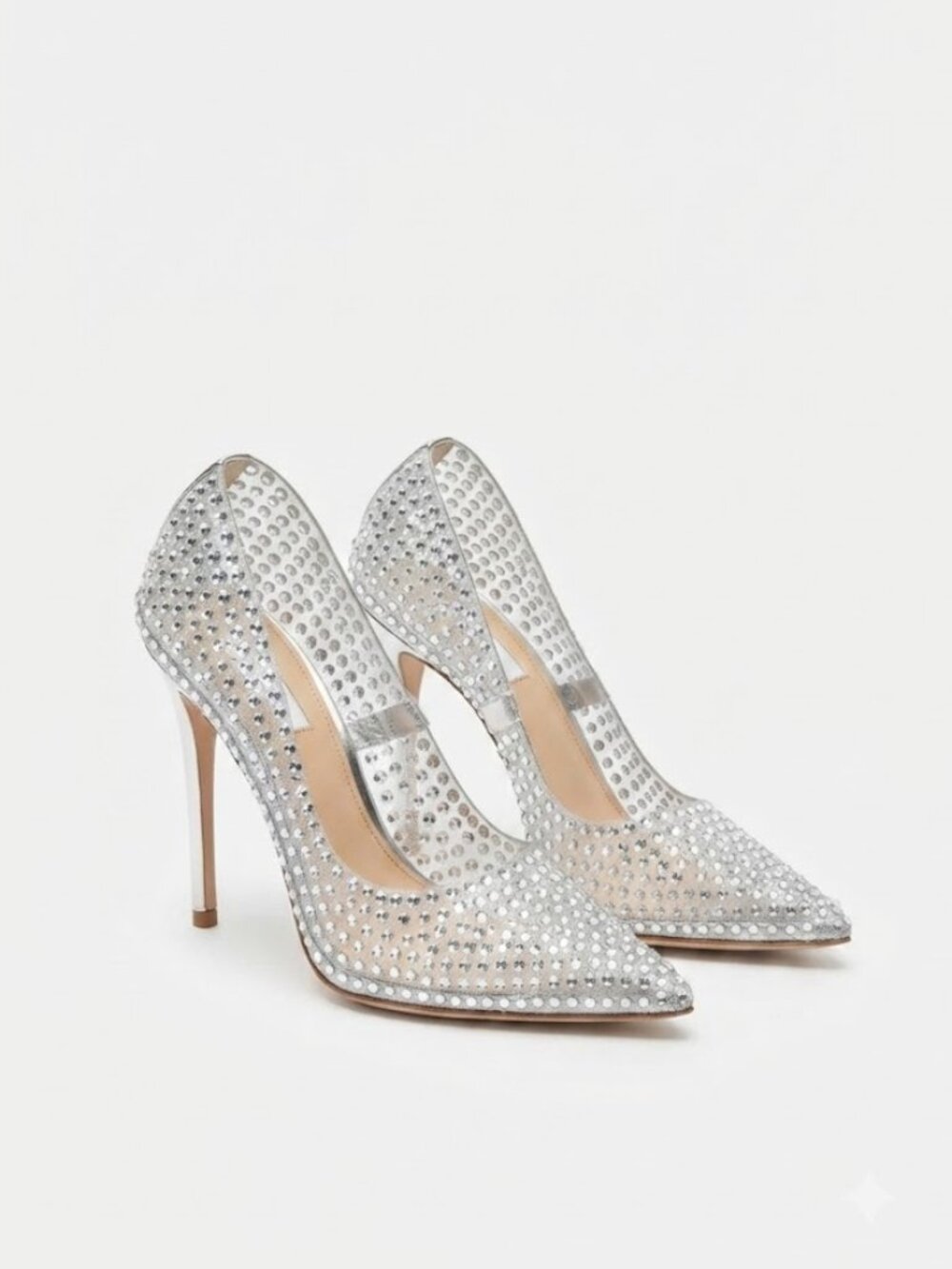 Azalea Wang Crystal Rhinestone Embellished Formal Heels Silver Size 8